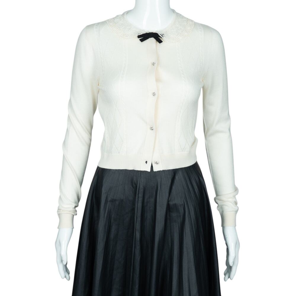 MIU MIU Ivory Cashmere Knit Cardigan Sweater Size XS